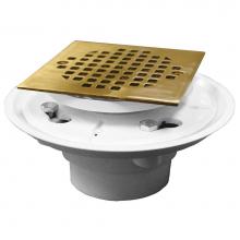 Jones Stephens D50135 - 2'' x 3'' PVC Shower Drain/Floor Drain with 4'' Polished Brass Cast