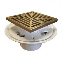 Jones Stephens D50141 - 2'' x 3'' PVC Shower Drain/Floor Drain with 4'' Nickel Bronze Square