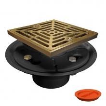Jones Stephens D50141TP - 2'' x 3'' PVC Shower Drain/Floor Drain with 4'' Nickel Bronze Square