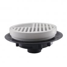 Jones Stephens D50183 - 2'' Heavy Duty Traffic PVC Floor Drain with Three-Quarter Plastic Grate and Ring