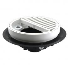 Jones Stephens D50186 - 2'' Heavy Duty Traffic PVC Floor Drain with Half Plastic Grate and Ring