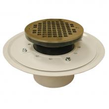 Jones Stephens D50365 - 4'' Heavy Duty PVC Drain Base with 4'' Plastic Spud and 6'' Nickel B
