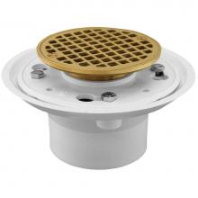 Jones Stephens D50502 - 2'' PVC No Caulk Shower Drain with Brass Tailpiece and 4-1/4'' Polished Brass