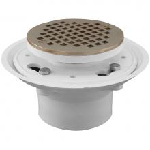 Jones Stephens D50510 - 2'' PVC No Caulk Shower Drain with Plastic Tailpiece and 4-1/4'' Chrome Plated