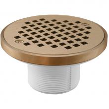 Jones Stephens D50986 - 2'' PVC IPS Plastic Spud with 4'' Nickel Bronze Round Strainer with Ring