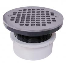 Jones Stephens D53003 - 4'' PVC Hub Fit Drain Base with 3-1/2'' Plastic Spud and 6'' Chrome