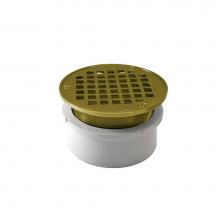 Jones Stephens D53005 - 4'' PVC Hub Fit Drain Base with 3-1/2'' Metal Spud and 5'' Polished
