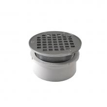 Jones Stephens D53012 - 4'' PVC Hub Fit Drain Base with 3-1/2'' Metal Spud and 6'' Chrome Pl