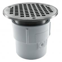 Jones Stephens D53028 - 3'' x 4'' PVC Pipe Fit Drain Base with 3-1/2'' Metal Spud and 6&apos