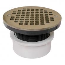 Jones Stephens D53058 - 4'' PVC Hub Fit Drain Base with 3-1/2'' Plastic Spud and 5'' Nickel