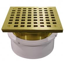 Jones Stephens D53066 - 4'' PVC Hub Fit Drain Base with 3-1/2'' Metal Spud and 6'' Polished