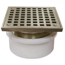 Jones Stephens D53068 - 4'' PVC Hub Fit Drain Base with 3-1/2'' Metal Spud and 5'' Nickel Br