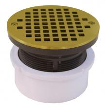 Jones Stephens D53401 - 4'' PVC Hub Fit Drain Base with 3-1/2'' Plastic Spud and 5'' Polishe