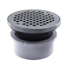 Jones Stephens D53406 - 4'' PVC Hub Fit Drain Base with 3-1/2'' Plastic Spud and 5'' Chrome