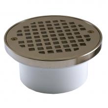 Jones Stephens D54114 - 3'' x 4'' General Purpose PVC Drain with 5'' Nickel Bronze Round Str