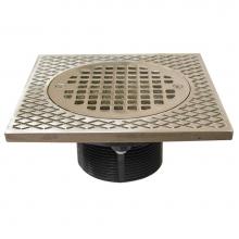 Jones Stephens D56501 - 3'' IPS PVC Spud with 7'' Square Top and 5'' Nickel Bronze Strainer