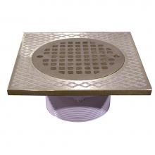 Jones Stephens D56505 - 4'' IPS PVC Spud with 7'' Square Top and 5'' Nickel Bronze Strainer