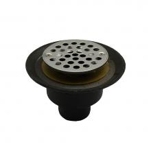 Jones Stephens D61102 - 2'' No Hub Shower Drain with Brass Threaded Clamping Ring with Brass Spud, 6-1/2'&a