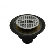 Jones Stephens D61302 - 2'' No Hub Shower Drain with Brass Threaded Clamping Ring with Brass Spud, 6-1/2'&a