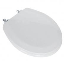 Jones Stephens 153608 - Deluxe Molded Wood Seat, White, Chrome Hinge, Round Closed Front with Cover