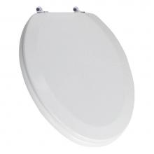 Jones Stephens 153617 - Deluxe Molded Wood Seat, White, Chrome Hinge, Elongated Closed Front with Cover