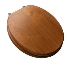 Jones Stephens 153612 - Decorative Wood Seat, Dark Brown Finish, Brushed Nickel Hinge, Round Closed Front with Cover