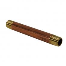 Jones Stephens N22010 - 3/8'' x 6'' Red Brass Pipe Nipple, Lead Free