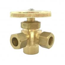 Jones Stephens S10421 - 1/2'' SWT x 3/8'' OD x 3/8'' OD Rough Brass 3-Way Supply Stop, Angle