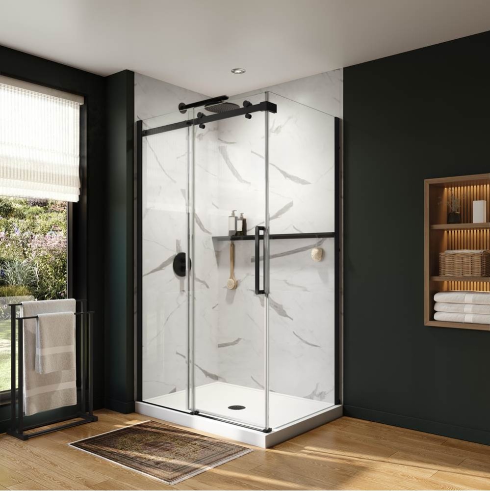 Axion 48 x 32 x 78 3/4 in. 8mm Sliding Shower Door for Corner Installation with Clear glass in Mat