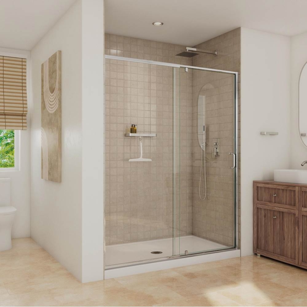 Belaya 56-60 x 72 in. 6mm Pivot Shower Door for Alcove Installation with Clear Glass in Chrome