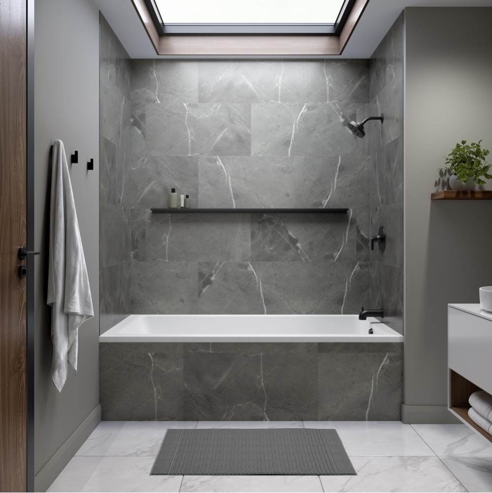 Pia 3272 IF AFR Acrylic Alcove Right-Hand Drain Bathtub in White