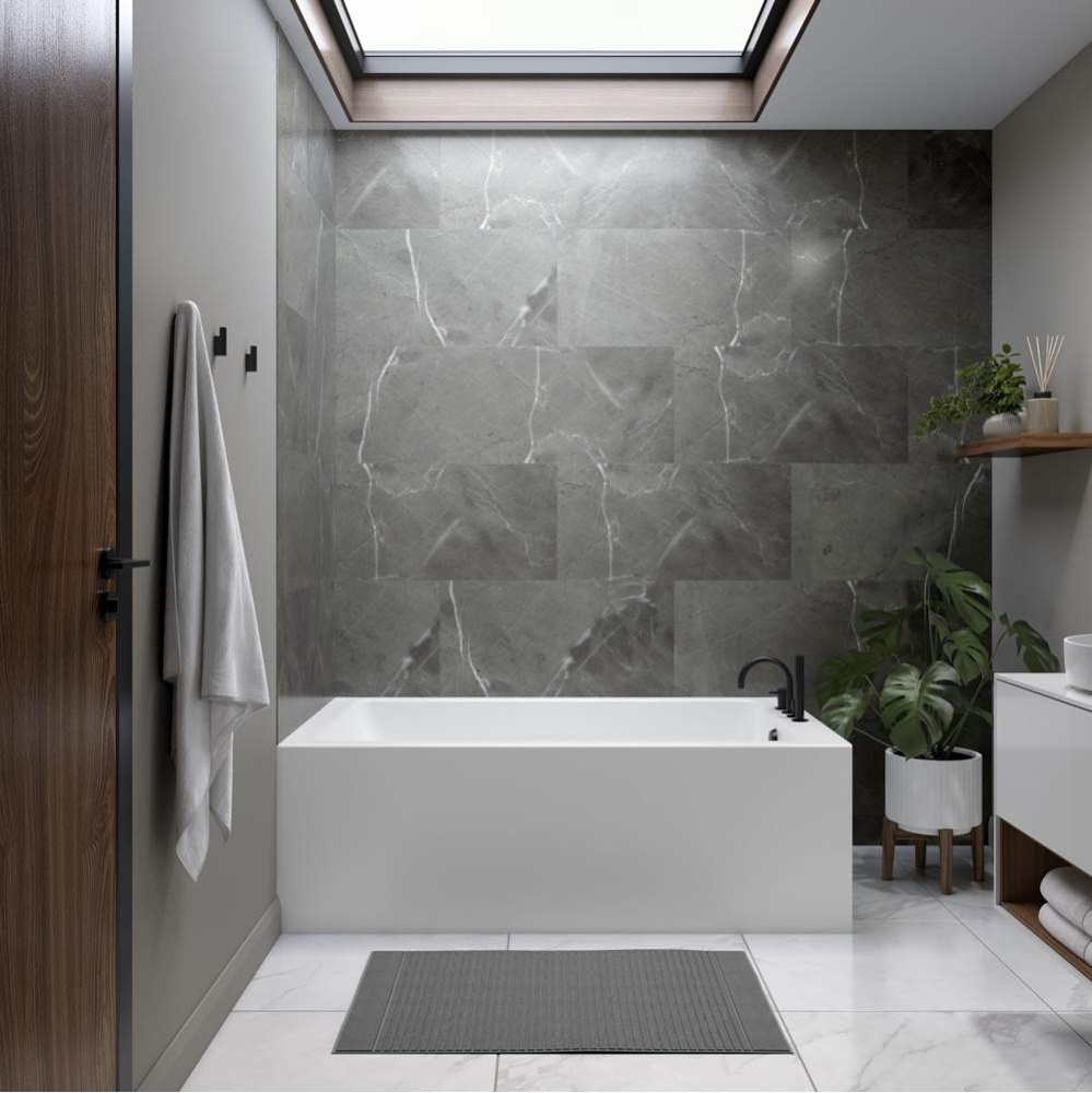 Pia 3660 IFS AFR Acrylic Right Corner Left-Hand Drain Bathtub in White