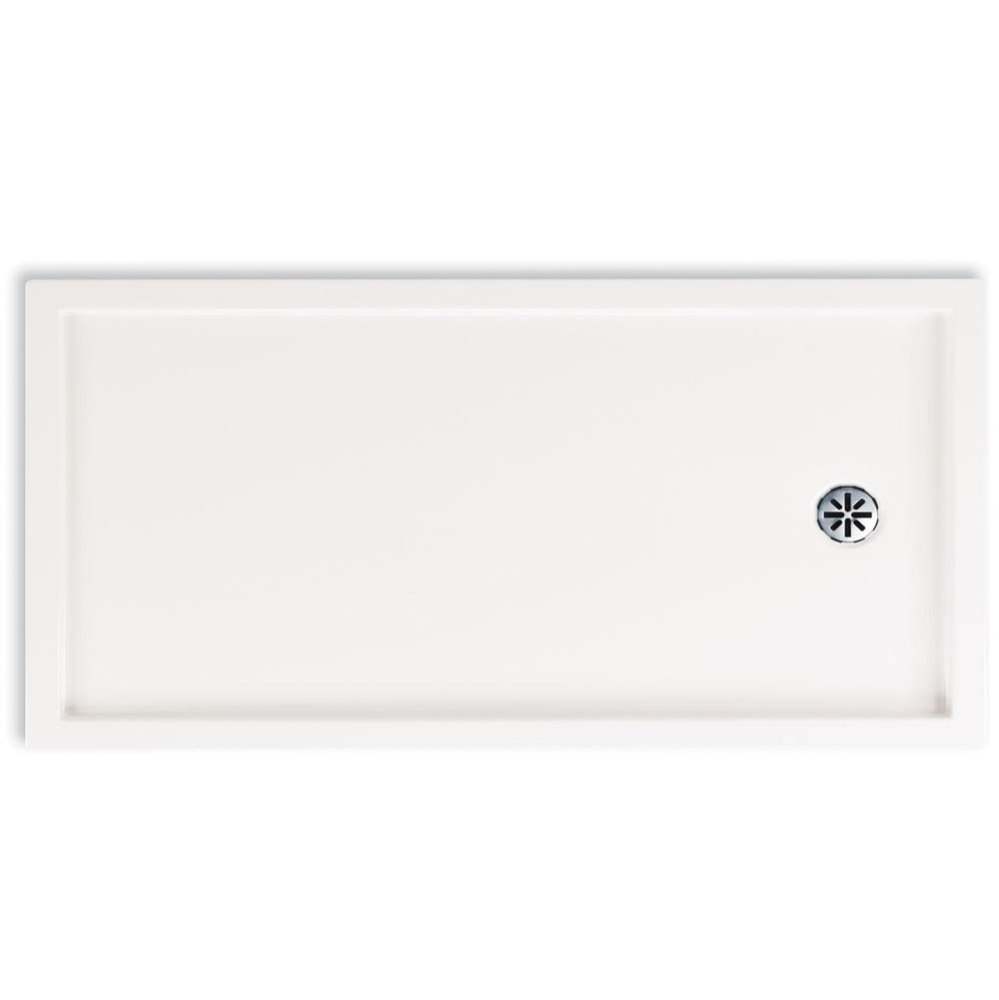 Zen 6032 Acrylic Alcove Shower Base in White with Right Drain