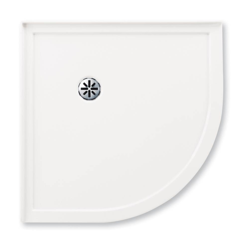 Zen 3636 Acrylic Neo-Round Shower Base in White with Corner Drain