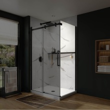 Neptune Entrepreneur 220292-900-340-000 - Axion Return Panel for 32 in. Base with Clear glass in Matte Black